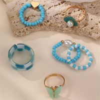 Princess Sweet Heart Shape Flower Butterfly Artificial Gemstones Alloy Seed Bead Wholesale Rings sku image 2