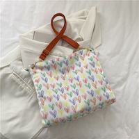 Women's Medium Canvas Heart Shape Streetwear Zipper Shoulder Bag main image 2