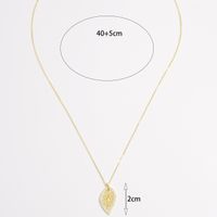 Sterling Silver 14K Gold Plated White Gold Plated Elegant Shiny Plating Inlay Leaf Zircon Pendant Necklace sku image 1