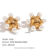 1 Pair Simple Style Classic Style Flower Plating 304 Stainless Steel 18K Gold Plated Ear Studs sku image 2