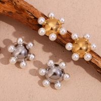 1 Pair Simple Style Classic Style Flower Plating 304 Stainless Steel 18K Gold Plated Ear Studs main image 6