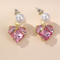1 Pair IG Style Elegant Sweet Irregular Heart Shape Flower Inlay Sterling Silver Artificial Pearls Drop Earrings Ear Studs sku image 3