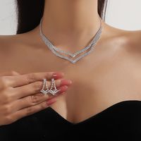 Elegante Señora Nupcial Color Sólido Diamante De Imitación Embutido Diamantes De Imitación Mujeres Conjunto De Joyas sku image 2