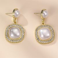 1 Pair IG Style Elegant Sweet Irregular Heart Shape Flower Inlay Sterling Silver Artificial Pearls Drop Earrings Ear Studs sku image 1