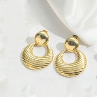 1 Pair Vintage Style Simple Style Commute Round Solid Color Hollow Out Copper 14K Gold Plated Drop Earrings Earrings sku image 5
