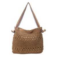 Women's Medium Straw Solid Color Vacation Beach Weave Square Magnetic Buckle Shoulder Bag sku image 1