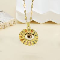 304 Stainless Steel Copper 18K Gold Plated IG Style Elegant Classic Style Plating Inlay Round Eye Zircon Pendant Necklace main image 1
