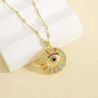 304 Stainless Steel Copper 18K Gold Plated IG Style Elegant Classic Style Plating Inlay Round Eye Zircon Pendant Necklace main image 3
