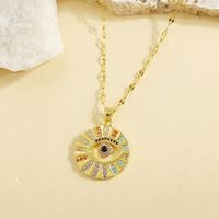 304 Stainless Steel Copper 18K Gold Plated IG Style Elegant Classic Style Plating Inlay Round Eye Zircon Pendant Necklace main image 4