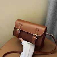 Women's Medium Pu Leather Solid Color Vintage Style Classic Style Flip Cover Crossbody Bag main image 4