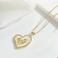 Copper 14K Gold Plated Modern Style Classic Style Commute Enamel Inlay Heart Shape Zircon Pendant Necklace sku image 1