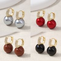 1 Pair Lady Sweet Simple Style Round Inlay Copper Alloy Artificial Pearls Zircon Ear Clip main image 1