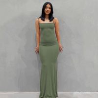 Women's Strap Dress Simple Style Strap Sleeveless Solid Color Maxi Long Dress Daily main image 3