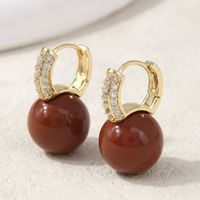 1 Pair Lady Sweet Simple Style Round Inlay Copper Alloy Artificial Pearls Zircon Ear Clip main image 4