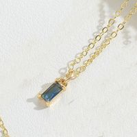 Copper Simple Style Commute Inlay Square Zircon Pendant Necklace sku image 2