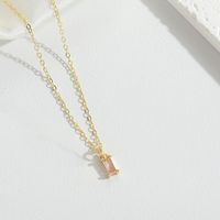 Copper Simple Style Commute Inlay Square Zircon Pendant Necklace sku image 3