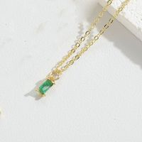 Copper Simple Style Commute Inlay Square Zircon Pendant Necklace sku image 5