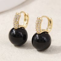 1 Pair Lady Sweet Simple Style Round Inlay Copper Alloy Artificial Pearls Zircon Ear Clip sku image 3
