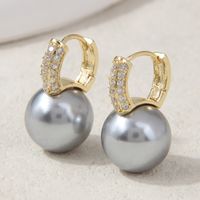 1 Pair Lady Sweet Simple Style Round Inlay Copper Alloy Artificial Pearls Zircon Ear Clip sku image 4