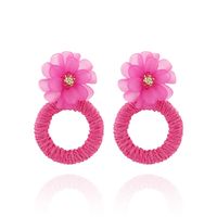 1 Pair Vacation Beach Sweet Circle Flower Arylic Raffia Hoop Earrings sku image 7