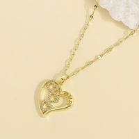 304 Stainless Steel Copper 18K Gold Plated IG Style Elegant Classic Style Plating Inlay Heart Shape Zircon Pendant Necklace main image 1