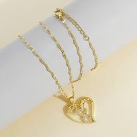 304 Stainless Steel Copper 18K Gold Plated IG Style Elegant Classic Style Plating Inlay Heart Shape Zircon Pendant Necklace main image 3