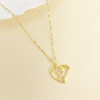 304 Stainless Steel Copper 18K Gold Plated IG Style Elegant Classic Style Plating Inlay Heart Shape Zircon Pendant Necklace main image 4
