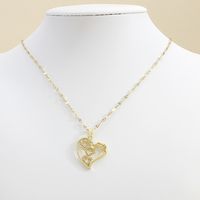 304 Stainless Steel Copper 18K Gold Plated IG Style Elegant Classic Style Plating Inlay Heart Shape Zircon Pendant Necklace main image 5