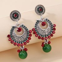 1 Pair Elegant Vintage Style Lady Geometric Inlay Alloy Rhinestones Drop Earrings main image 4