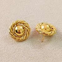 1 Pair Basic Modern Style Classic Style Round Solid Color Plating 304 Stainless Steel Metal 18K Gold Plated Ear Studs main image 3