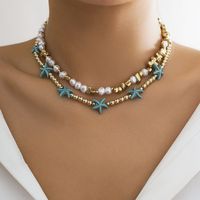 Großhandel Schmuck Einfacher Stil Klassischer Stil Farbblock Legierung Saatperle Perlen Geschichtete Halskette sku image 8