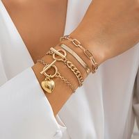 Estilo Simple Estilo Clásico Forma De Corazón Aleación Enchapado Chapado En Oro Mujeres Pulsera main image 3