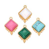 French Retro Style Colorful Stainless Steel Square Natural Stone Pendant Jewelry Accessories Diy Earrings Bracelet Accessories main image 6