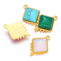 French Retro Style Colorful Stainless Steel Square Natural Stone Pendant Jewelry Accessories Diy Earrings Bracelet Accessories main image 5