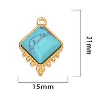 French Retro Style Colorful Stainless Steel Square Natural Stone Pendant Jewelry Accessories Diy Earrings Bracelet Accessories sku image 1