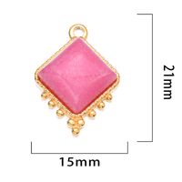 French Retro Style Colorful Stainless Steel Square Natural Stone Pendant Jewelry Accessories Diy Earrings Bracelet Accessories sku image 4