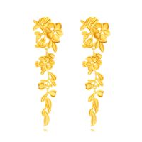 1 Pair IG Style Sweet Leaf Flower Plating Zinc Alloy Drop Earrings main image 1