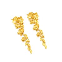 1 Pair IG Style Sweet Leaf Flower Plating Zinc Alloy Drop Earrings main image 5