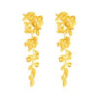 1 Pair IG Style Sweet Leaf Flower Plating Zinc Alloy Drop Earrings main image 3
