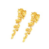 1 Pair IG Style Sweet Leaf Flower Plating Zinc Alloy Drop Earrings main image 4