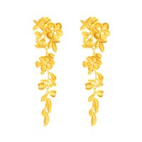 1 Pair IG Style Sweet Leaf Flower Plating Zinc Alloy Drop Earrings sku image 1