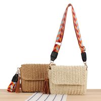 Women's Small Paper String Solid Color Vacation Weave Bucket Magnetic Buckle Straw Bag main image 5