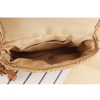 Women's Small Paper String Solid Color Vacation Weave Bucket Magnetic Buckle Straw Bag main image 4