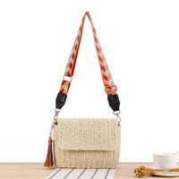 Women's Small Paper String Solid Color Vacation Weave Bucket Magnetic Buckle Straw Bag sku image 1