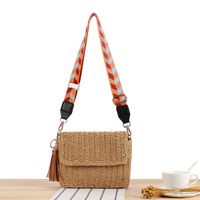 Women's Small Paper String Solid Color Vacation Weave Bucket Magnetic Buckle Straw Bag sku image 2