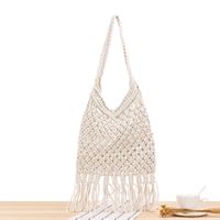 Women's Vacation Beach Solid Color Cotton Shopping Bags sku image 1