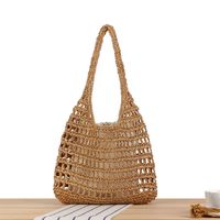 Women's Vintage Style Beach Solid Color Paper String Shopping Bags sku image 5