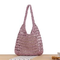 Women's Vintage Style Beach Solid Color Paper String Shopping Bags sku image 4