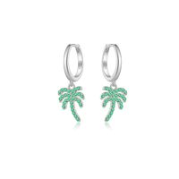 1 Pair Simple Style Shiny Tree Inlay Sterling Silver Zircon Drop Earrings main image 3