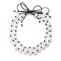 Wholesale Jewelry Elegant Simple Style Round Bow Knot Imitation Pearl Leather Rope Beaded Necklace main image 1